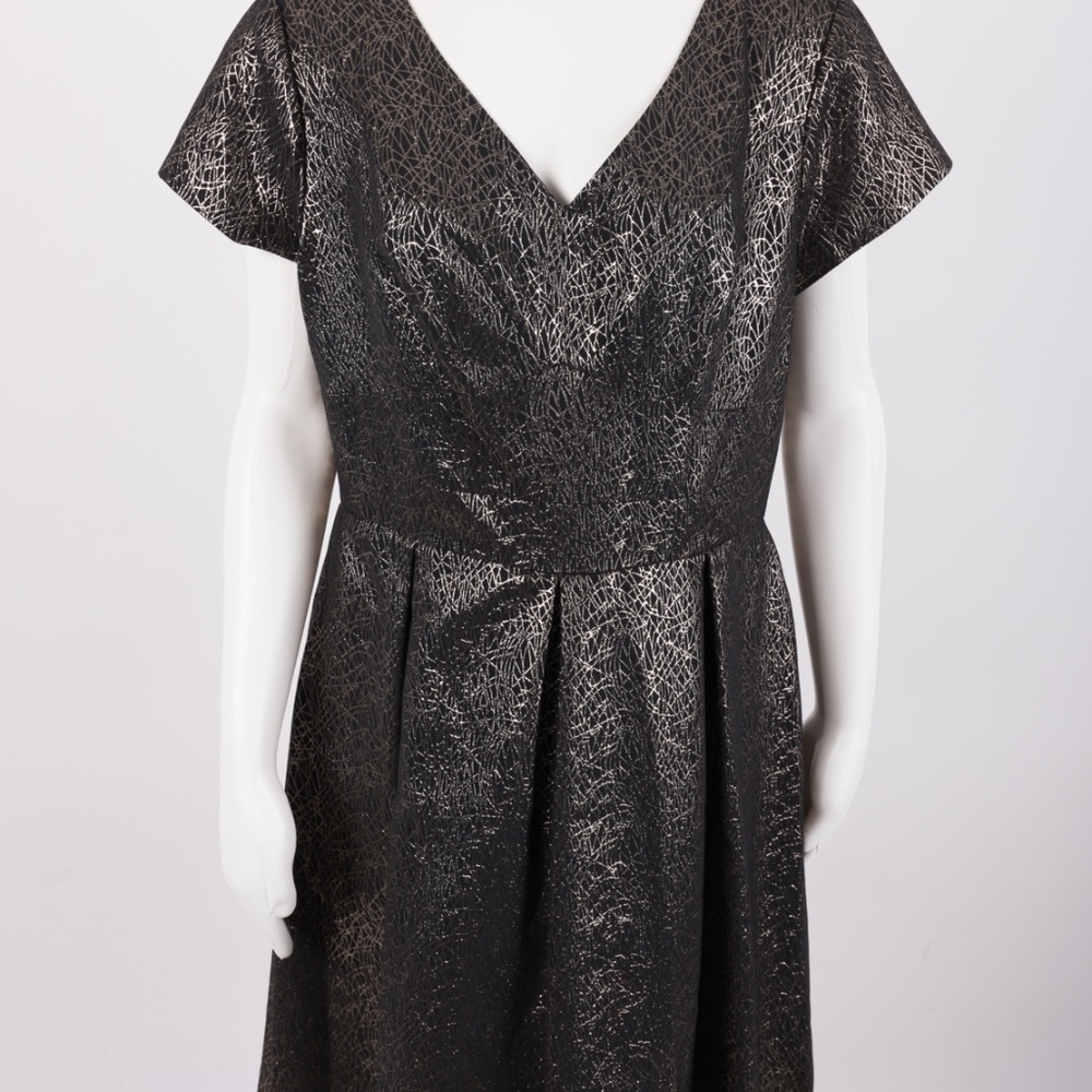 Vince Camuto Cocktail Semi Dress Pleated Gold 14